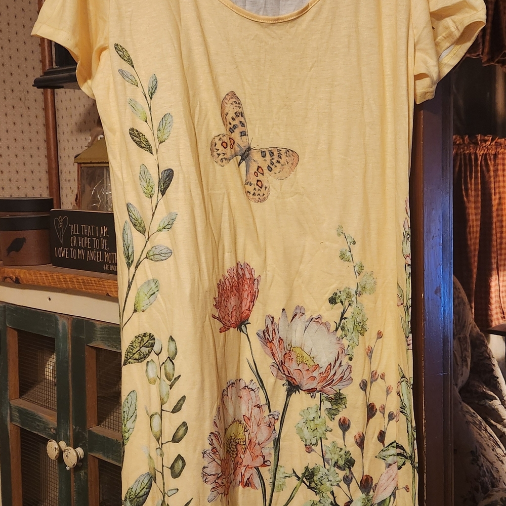 Yellow Floral Butterfly Summer Dress